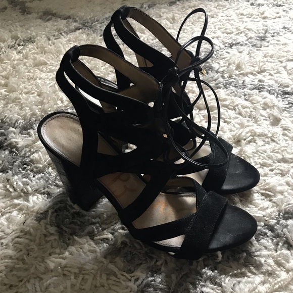 Sam Edelman black lace up heels - Picture 4 of 4